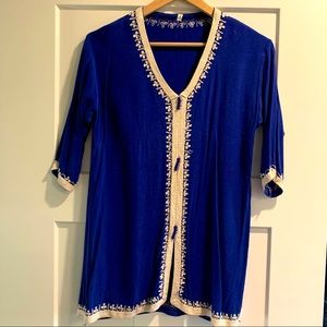 Beautiful and Elegant Blue and Gold Tunic Top